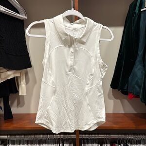 Lululemon Women’s Quickly Dry White Sleeveless Polo Shirt Size 6
